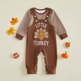thumbnail image 6 of RUINIXCW Newborn Baby Boy Thanksgiving Outfit Infant Baby Boy Fall Winter Clothes Waffled Striped Rompers and Turkey Embroidery Overalls Pants Set, 6 of 10