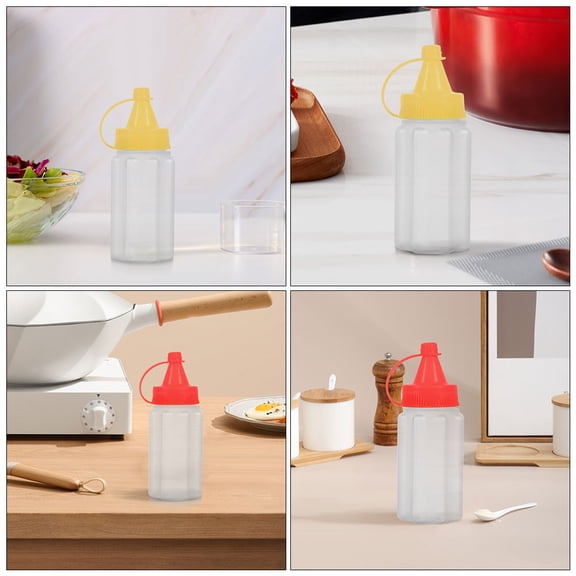 WASHWEPE 8Pcs Small Condiment Squeeze Bottles Leak Proof Design for Travel and Kitchen Use
