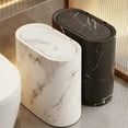 thumbnail image 2 of Plastic Bucket Trash Can with Marble & Wood Grain Design - Odor-Proof, Push-On Lid & Handle for Home & Office Storage, 2 of 10