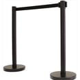 thumbnail image 1 of VIP Crowd Control 1100-10 14 in. Flat Base Black Post &amp; Cover Retractable Belt Stanchion - 10 ft. Black Belt, 1 of 1