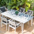 thumbnail image 2 of Blue Leaves Table Cloths for 4 Foot Rectangle Tables, Summer Botanical Patio Waterproof Elastic Fitted Tablecloths, Washable Rectangular Table Cover for Camping, 2 of 8