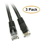 ACL 5 Feet RJ45 Snagless/Molded Boot Black Cat5e Ethernet Lan Cable, 3 Pack