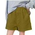 thumbnail image 2 of LEKWK Girls Cotton Shorts Elastic Waist School Uniform Shorts with Pockets Lightweight Loose Casual Summer Bottoms Fashion Beach Vacation Daily Wear, 2 of 8