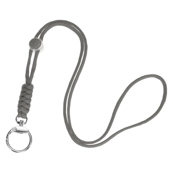 Uxcell 1-Pack Lanyards for ID Badges, Grey Adjustable Keychain Long Key Neck Lanyard Strap with Round Clasp ID Holder Folder