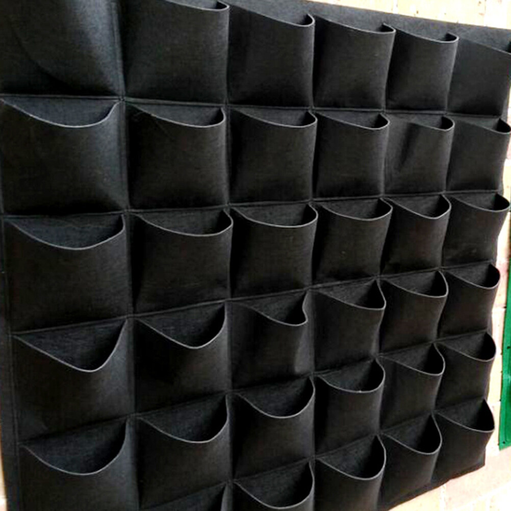 Soimiss Black Wall Mounted Planting Pouch Made of Stretchy Non Woven Felt for Growing Plants