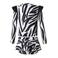 thumbnail image 4 of hengsof Girls' Long Sleeve Split Swimsuit, Fashionable Ruffle Print Marine Sports Conservative Skirt Swimsuit Suit, Suitable for The Seaside Beach Children 2-12 Years Old, 4 of 7