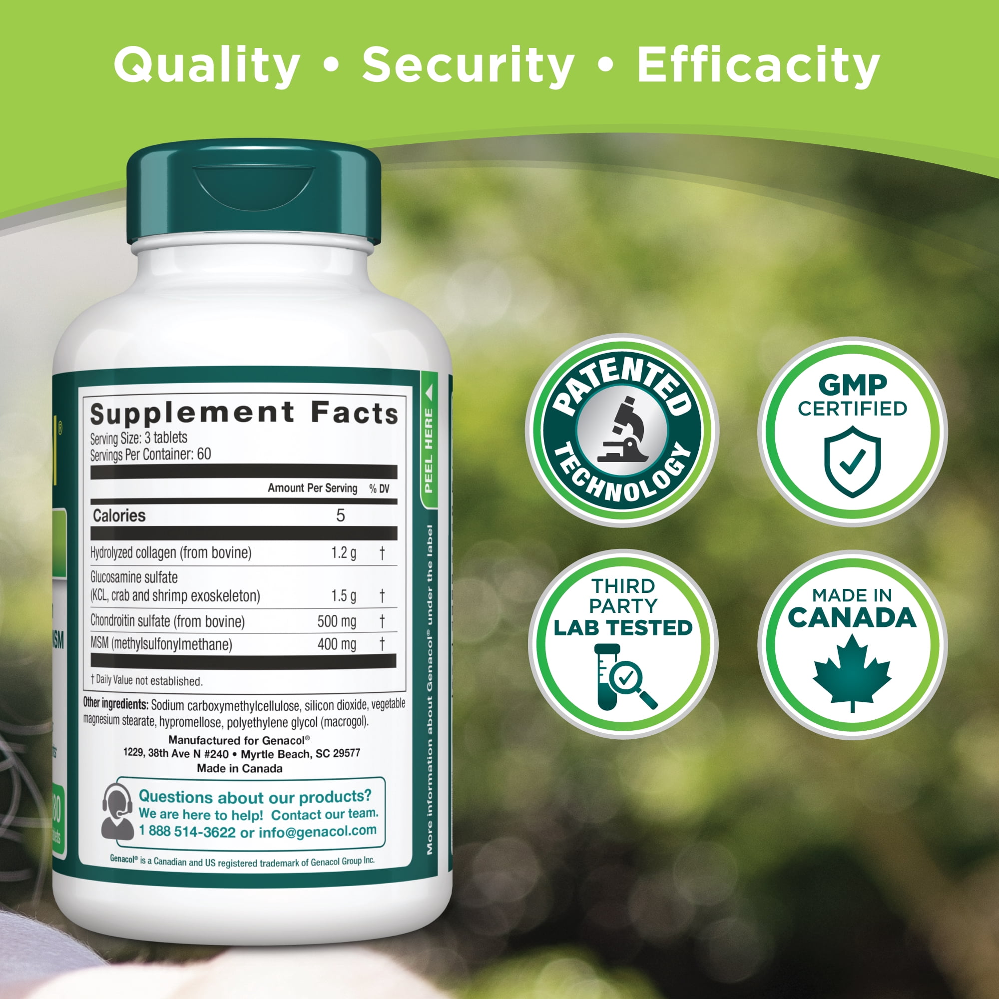 Genacol Optimum – Glucosamine, Chondroitin, MSM & Collagen for Joint Support, 180 Tablets (60-Day Supply)