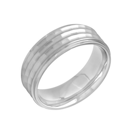 Men's Stainless Steel Bark Finish Wedding Ring Band