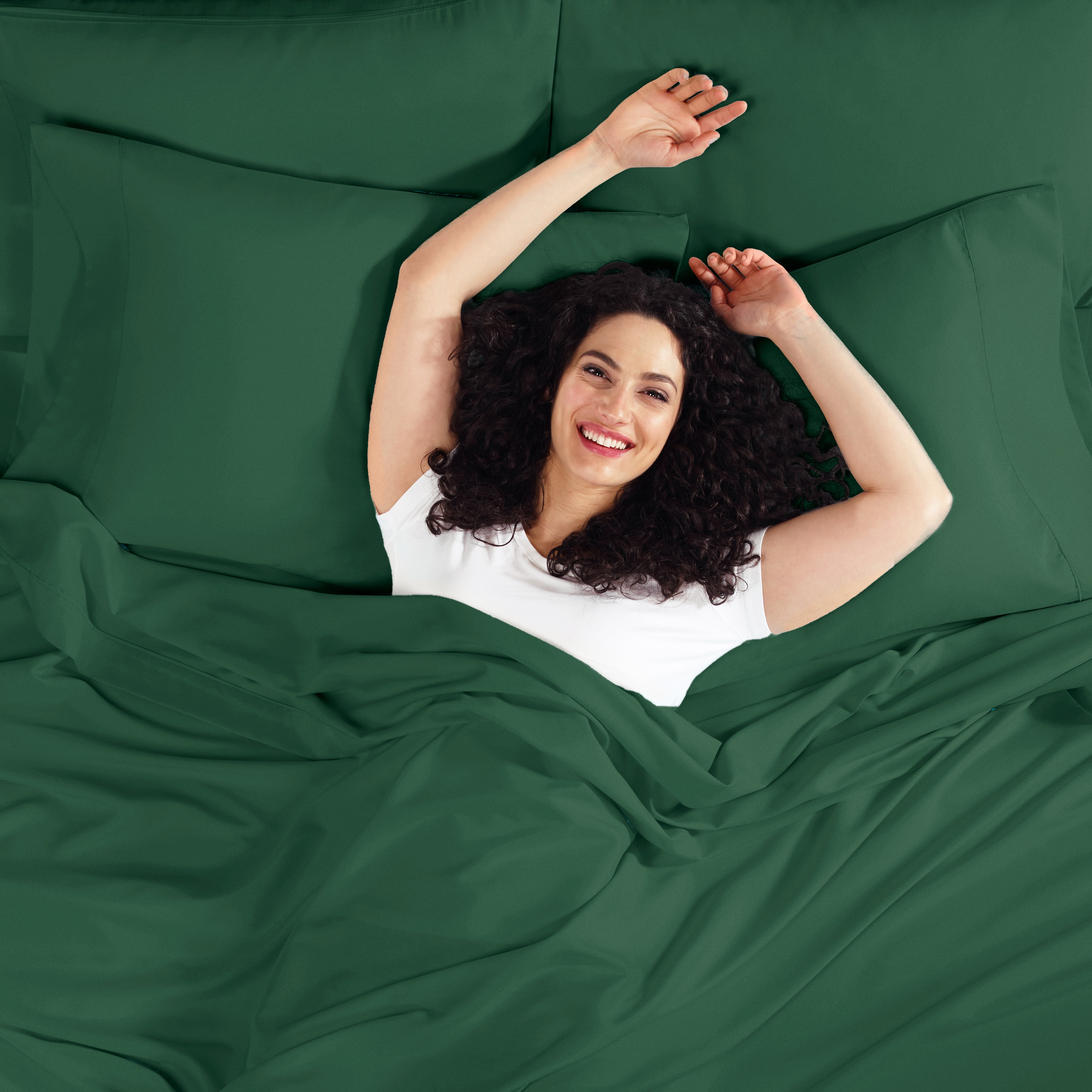 Hearth & Harbor Deep Pocket 3 Piece Solid Bed Sheet Set, 1800 Thread Count Microfiber Sheets, Twin, Hunter Green