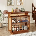 thumbnail image 7 of Tribesigns Farmhouse Storage Straight Bar with Stemware Racks and Wine Racks, Caramel Brown, 7 of 7