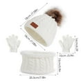 thumbnail image 3 of Baby Winter Beanie Hat Scarf Glove Set Knitted Beanie Cap Pom Pom Neck Warmer Scarf and Mitten Gloves Fleece Lined for Kids Baby Toddler, White, 3 of 5