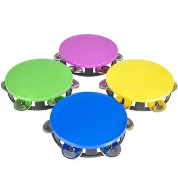 5.5" Neon Tambourines Set of 4, Colorful Party Favors, Party