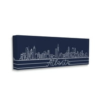 Stupell Industries Atlanta Georgia Linework City Skyline Deep Blue Canvas Wall Art, 10 x 24, Design by Daphne Polselli
