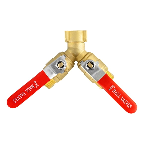 Brass Garden Hose Splitter Heavy Duty Long Handle Hose Y Splitter with 3/4 Inch GHT Thread for Garden Tube
