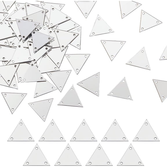 100pcs Silver Triangle Acrylic Sew-on Mirror Rhinestones for Crafts Dresses & Bridal Decoration
