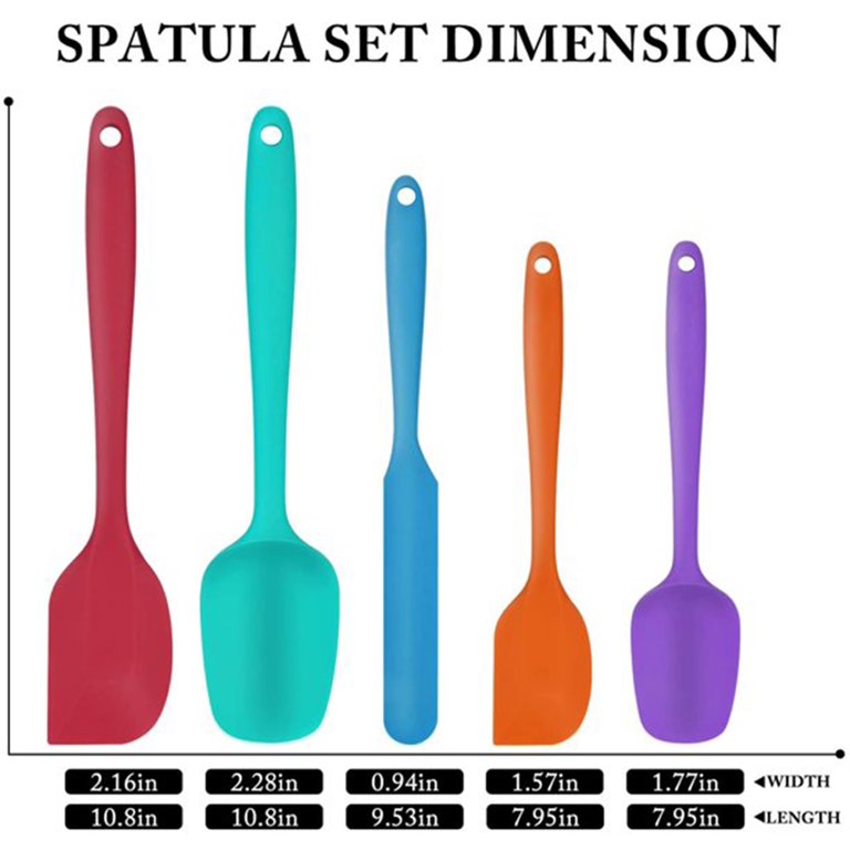 Silicone Spatula Set of 5,High Temperature Resistant, Food Grade Silicone,  Dishwasher Safe, for Baking, Cooking (Red)