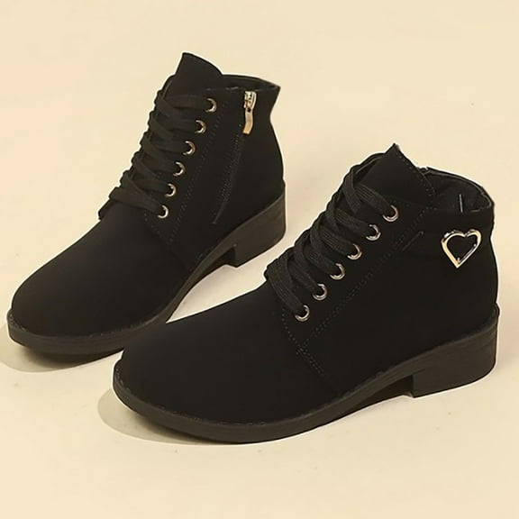 XIMIN Women Lace-up Boots Point Toe Low Heel Ankle Boots Formal Business Casual Boots Fashion Thick Sole Mid Sleeve Boots Outdoor Ankle Pointed Toe Short Boots