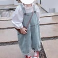 thumbnail image 6 of Ruyang Denim Overalls for Toddlers Rolled Hem Adjustable Strap Loose Rompers Kids Boys Girls Trendy Casual Pantalones, 6 of 9