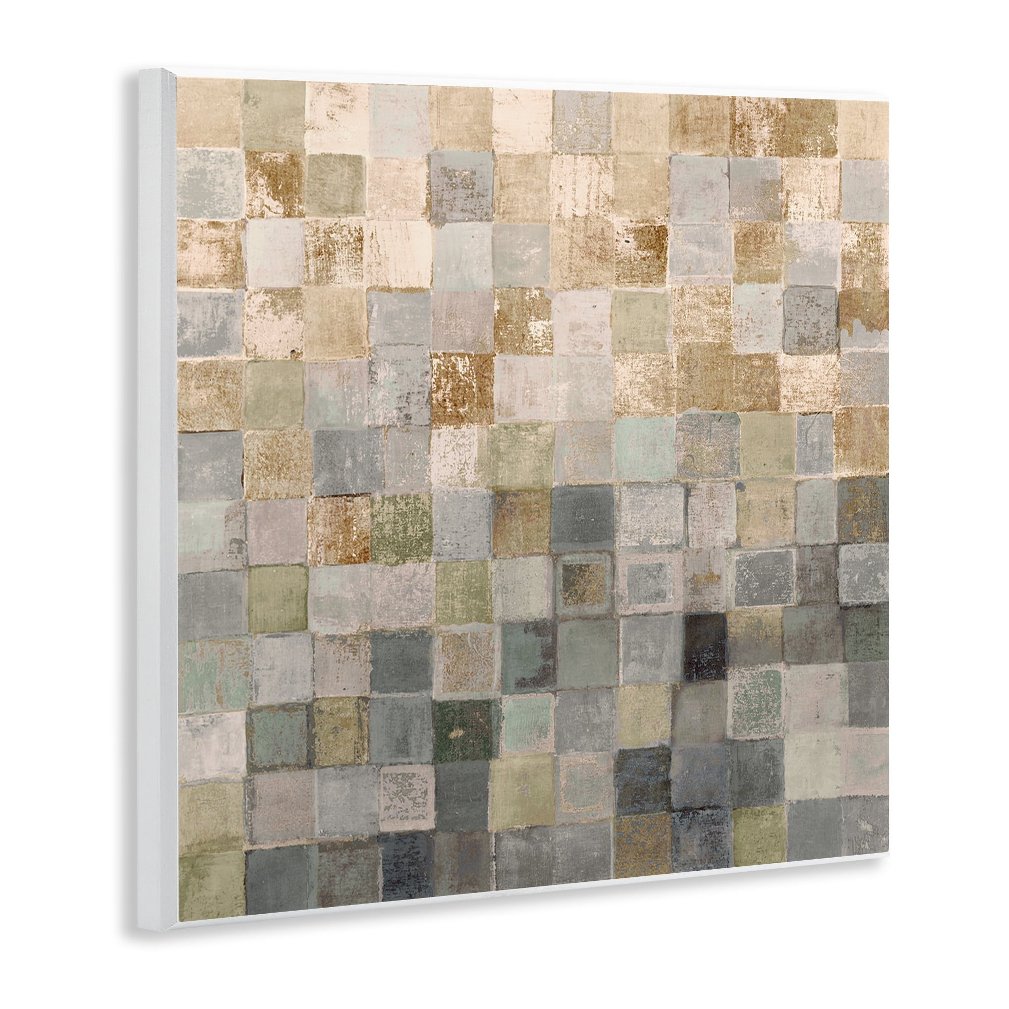 Stupell Industries Alternating Beige & Grey Squares Abstract Painting Unframed Art Print Wall Art, 12 x 12