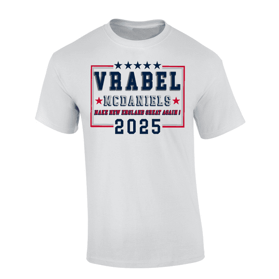Trenz Shirt Company Vrabel McDaniel Make New England Great Again Box Short Sleeve Tshirt-White-4X-Large