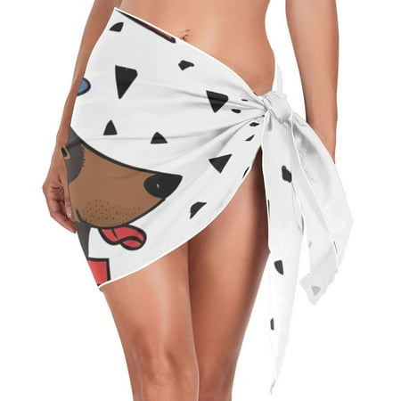 Dachshund Dogs Women Coverups Beach Cover Up Chiffon Swimsuit Bikini Wrap Short Skirt Beach Slit Tie Waist