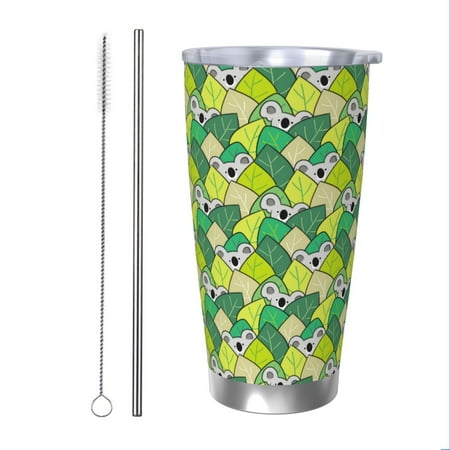 

Vsdgher Cartoon Koala Bear and Leaf 20 Oz Stainless Steel Vacuum Insulated Travel Mug Coffee Cup for Home Office Outdoor Works Great for Ice Drinks and Hot Beverage -Straw Two-piece Set