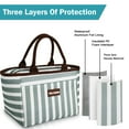 thumbnail image 4 of Tirrinia Adult Kid Lunch Bags, Women Men Large Oxford Lunchbox for Office, Beach, Picnic, School, Cute Soft Lunch Bag Tote, 10 Soda Cans Capacity，Gray Stripe, 4 of 8