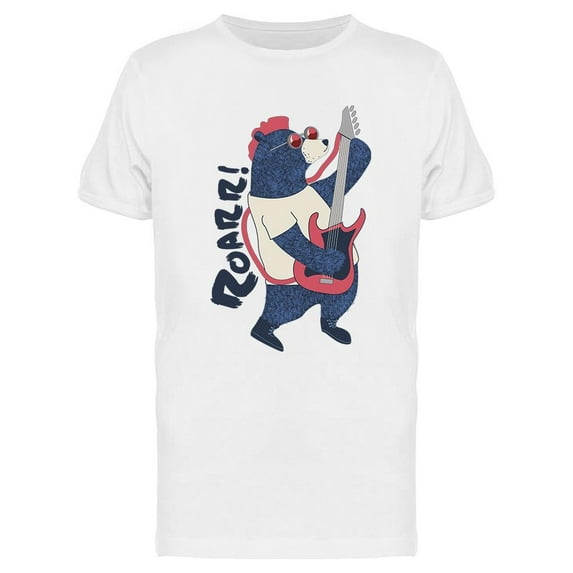 Rockstar Bear Playing Guitar T-Shirt Men -Image by Shutterstock, Male Large