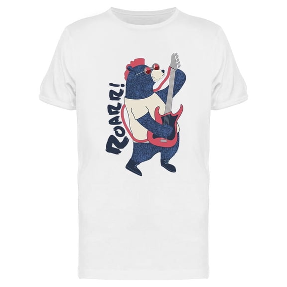 Rockstar Bear Playing Guitar T-Shirt Men -Image by Shutterstock, Male 3X-Large