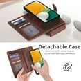 thumbnail image 4 of Dteck Wallet Case for Samsung Galaxy A15 5G, Galaxy A15 Wallet Case Crossbody Strap for Women Men, Durable PU Leather Zipper Card Holder Magnetic Detachable Phone Cover for Galaxy A15 5G/4G,Brown, 4 of 8