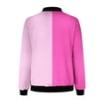 thumbnail image 4 of BXINGOHAI Classic Full Zip Bomber Jacket for Women Spring Casual Long Sleeved Jackets Lightweight Zip Up Coat Trendy Color Block Outwear Clearance Sale Pink,L, 4 of 5