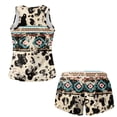 thumbnail image 4 of Xoenoiee Aztec Cow American Tribal Print Women Plus Size Tankini Swimsuits Tummy Control Two Piece Bathing Suit Breathable Swimwear with Shorts, 4XL, 4 of 7