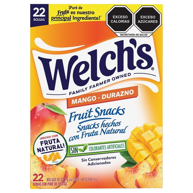 Snacks hechos con Fruta Natural Welch’s Fruit Mango Durazno 22 pzas