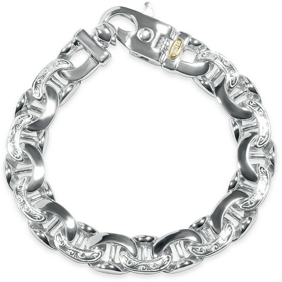 Pompeii Men's Designed Link 14k Gold (75gram) or Platinum (121gram) 12.5mm Bracelet 8.5"