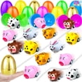 thumbnail image 1 of Huevos de Pascua prellenados, paquete de 24, con coches retráctiles con forma de animales, 1 of 9