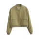 thumbnail image 5 of Chaqueta de mujer de primavera lisa con bolsillos grandes, corta, de manga larga, para gimnasio S, 5 of 7