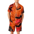 thumbnail image 2 of DORKASM Halloween Matching Pajamas for Men Pj Sets Bat Pumpkin Print Button Down Sleepwear Red M, 2 of 4