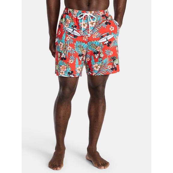 Disney Mickey Mouse Men's and Big Men's Beach Swim Trunks, Sizes S-3XL