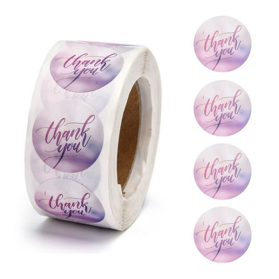 5 Roll 1 Inch Thank You Stickers Adhesive Roll Sticker Labels for Envelopes Mailers and Bags Purple 25mm 500pcs/roll
