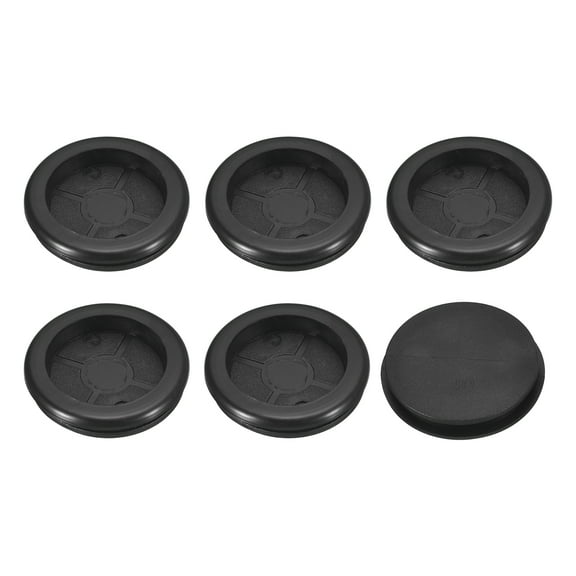 Uxcell 6Pack Rubber Grommets 1-5/8" (40mm) Drill Hole, 1-1/4" (33mm) ID Single Sided Hole Plugs Ring Gasket, Black