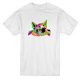 thumbnail image 1 of T-shirt Blanc Homme Visage de Chat Pirate Coloré Graphique en Verre, 1 of 1