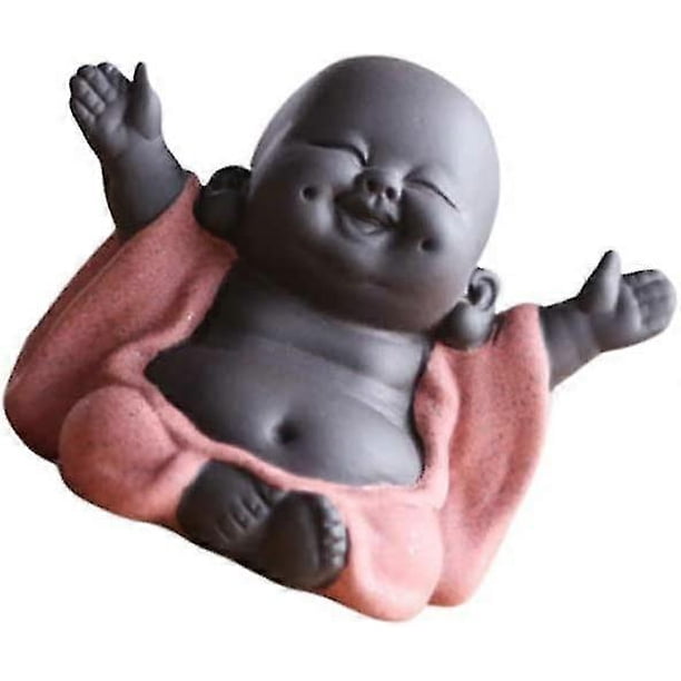 Mini Ceramic Buddha Figurine Monk Tea Pet Miniature Buddha Statue Chinese Maitreya Feng Shui Ornamen