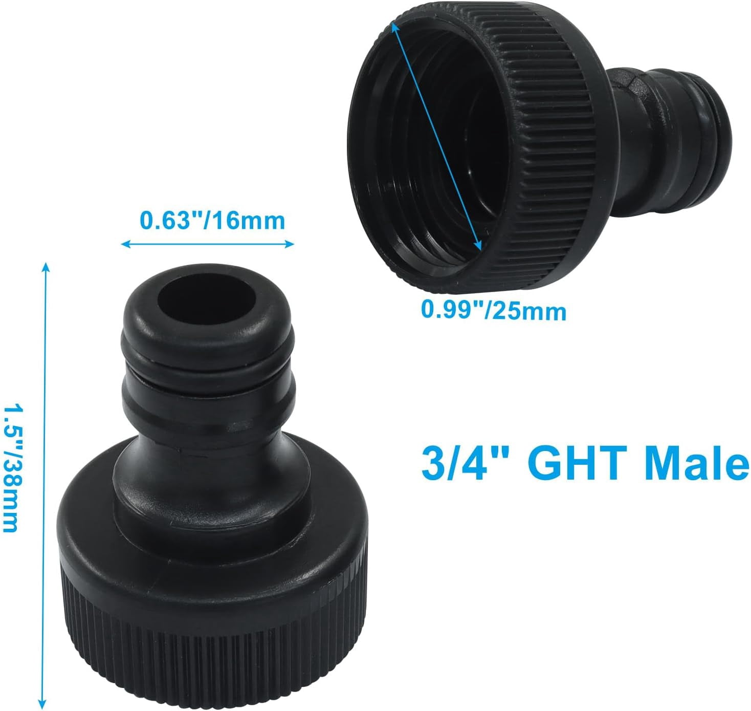 MKEUDQ-12 Pack Black Plastic Garden Hose Quick Connect Fittings - 3/4-Inch Female Adapter, Perfect for Watering Systems, Sprinklers and Drip Irrigation