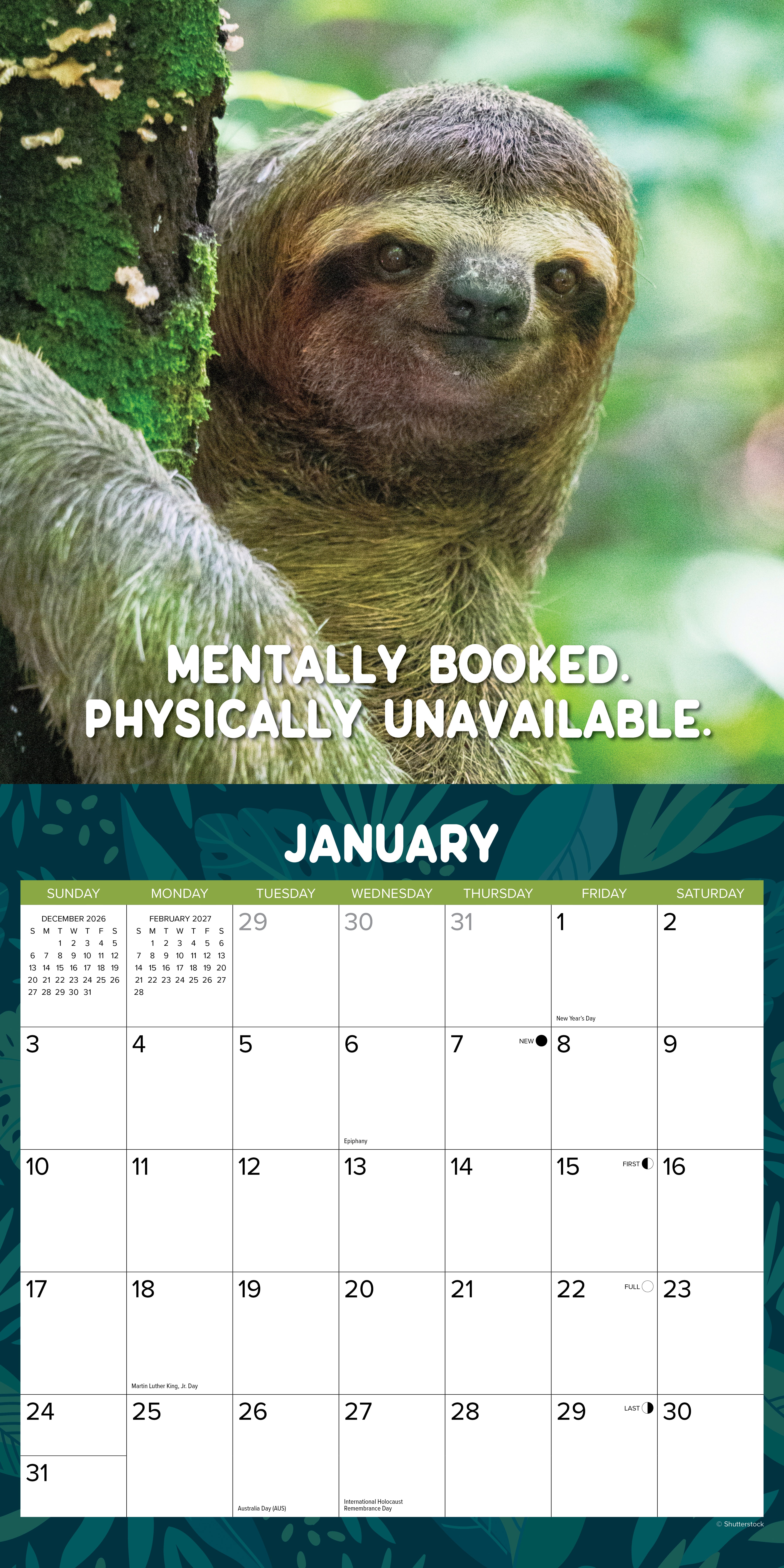 Willow Creek Press, Sloth Mode 2027 Wall Calendar