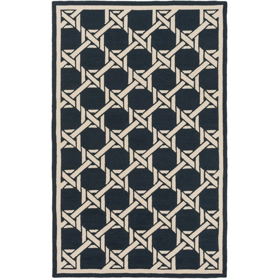 Surya Rain 8' x 8' Round Hand Hooked Rug in Black