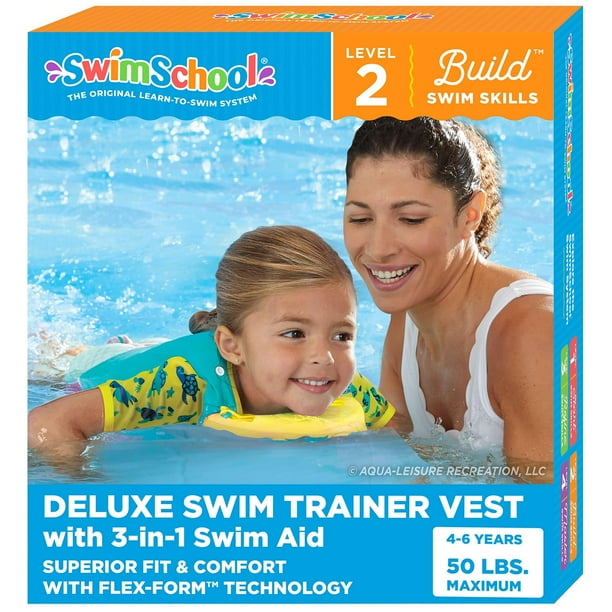 Chaleco de Natación SwimSchool Azul Naranja Rosa Crema Fácil de Poner y Quitar para Niños