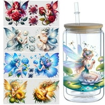 5pcs DIY UV DTF Transfer Stickers, For Glass Tumbler, Waterproof Decals, Plastic Adhesive Label For Bottles And Cups Decor