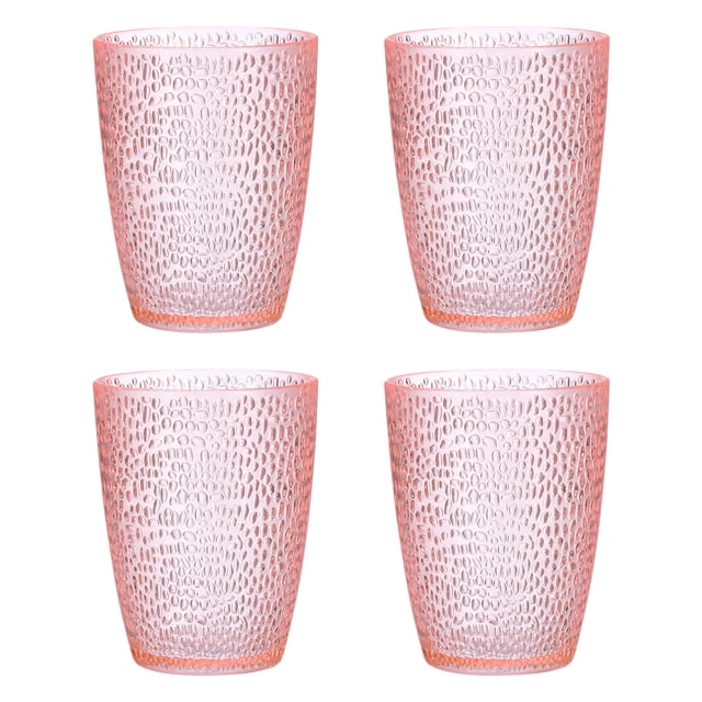 Uxcell Vasos de acrílico de 10oz, 4 paquetes de vasos reutilizables de plástico para el hogar y al aire libre, Rosa