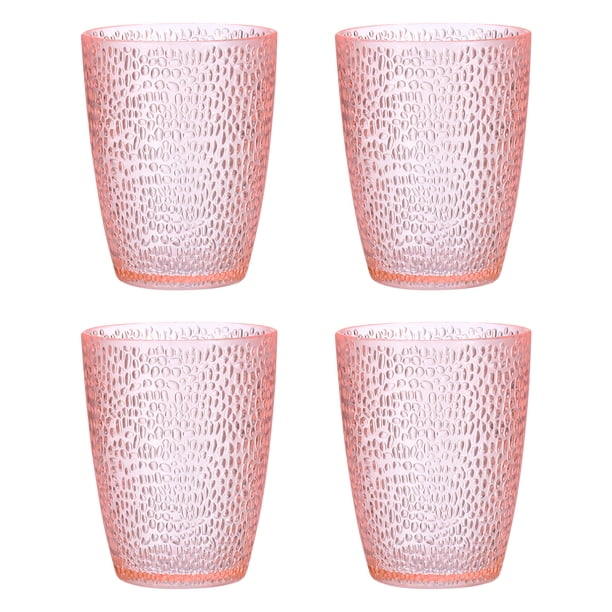 Uxcell Vasos de acrílico de 10oz, 4 paquetes de vasos reutilizables de plástico para el hogar y al aire libre, Rosa