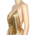 thumbnail image 2 of HUANBAI Women V-neck Halter Backless Chain Sequined Tank Vest Women's Basic Tank Tops, 2 of 4